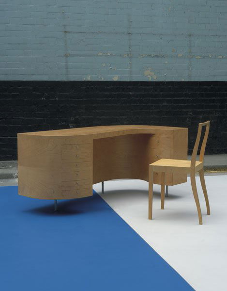 JASPER MORRISON b. 1959 Prototype "Plywood Des: JASPERMORRISONb. 1959Prototype "Plywood Desk," 1988, together with a "Plywood Chair," ca. 1988Desk: laminated plywood, steel