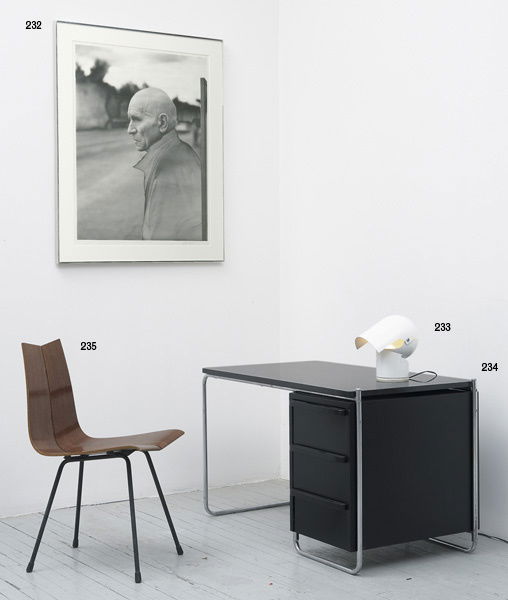 WOLFGANG HOFFMANN 1900-1969 Desk, ca. 1934 P: WOLFGANGHOFFMANN1900-1969Desk, ca. 1934Painted wood, chrome-plated tubular steel. Manufactured by Howell Company, USA.