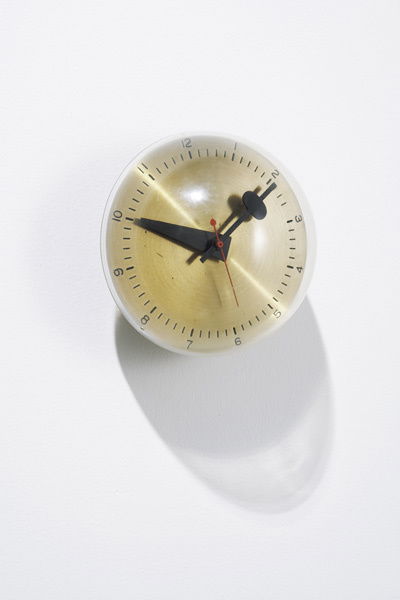 GEORGE NELSON b. 1908-1986 Wall clock, model: GEORGENELSONb. 1908-1986Wall clock, model no. 4759, ca. 1955Brass, Plexiglas, painted metal, metal. Manufactured by Howard