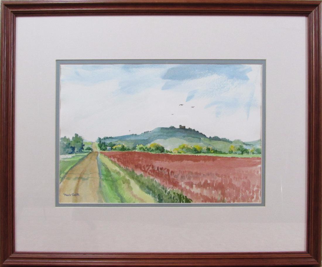 Coronado Heights: This original watercolor by artist Paula Smith is titled "Coronado Heights". In good condition, this piece measures 9" x 13.25" and is signed by the artist in the lower left corner. Although her forma