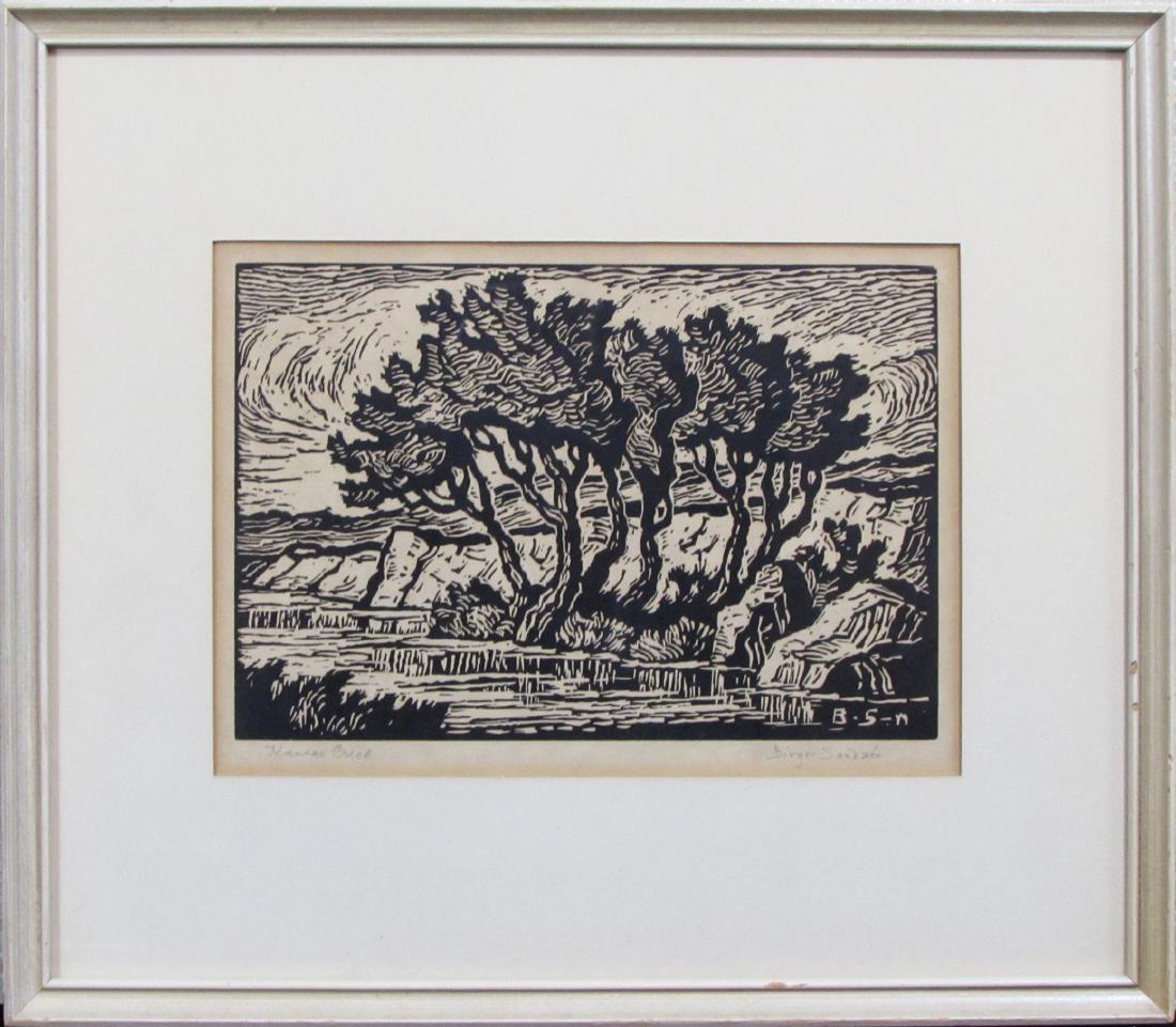 Birger Sandzen, linocut, "Kansas Creek" (1 of 4)