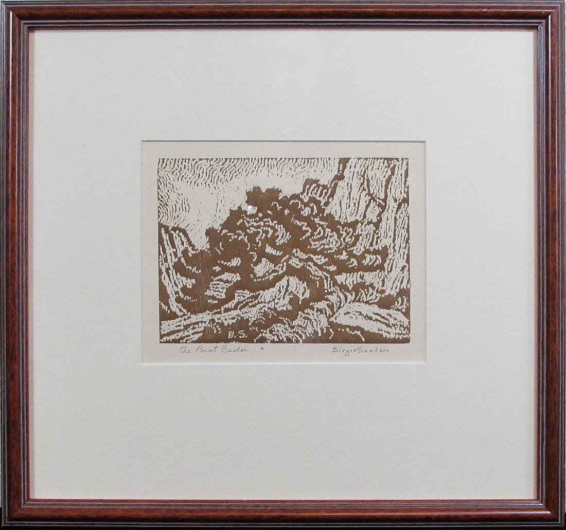 Birger Sandzen, wood cut, "The Bent Cedar", 1920 (1 of 4)