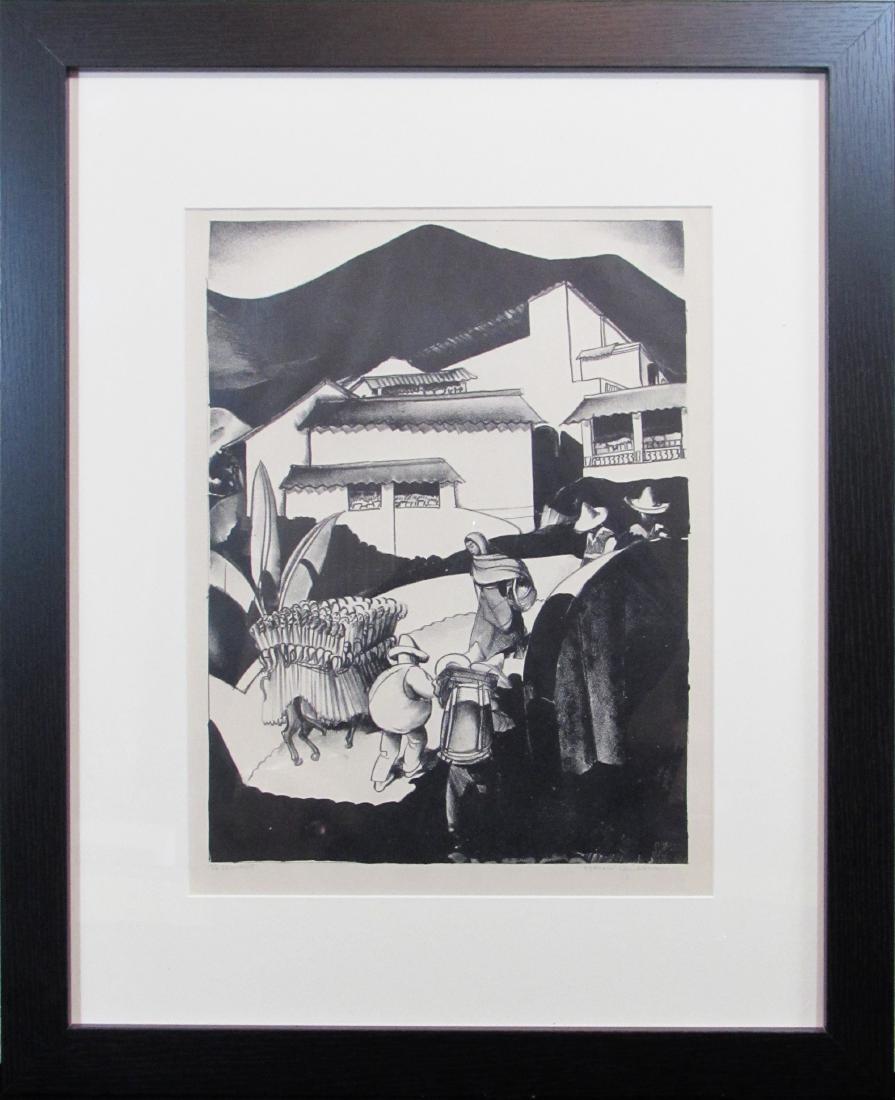 Honore Guilbeau, lithograph, "To Market", 1932: This original lithograph by artist Honore Guilbeau is title "To Market" and is in good condition, and is dated 1932. The image measures 13" x 9.5" and is signed by the artist in the lower right corner