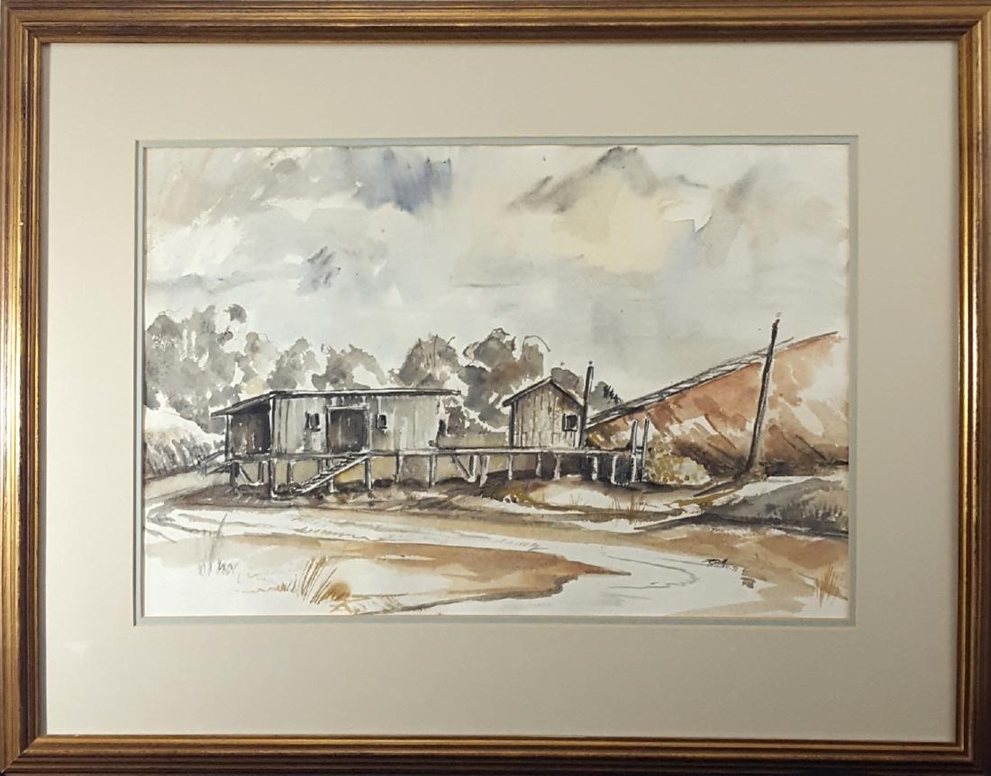 DeSchepper "Iowa Pony Mine" watercolor, 1971 (1 of 5)