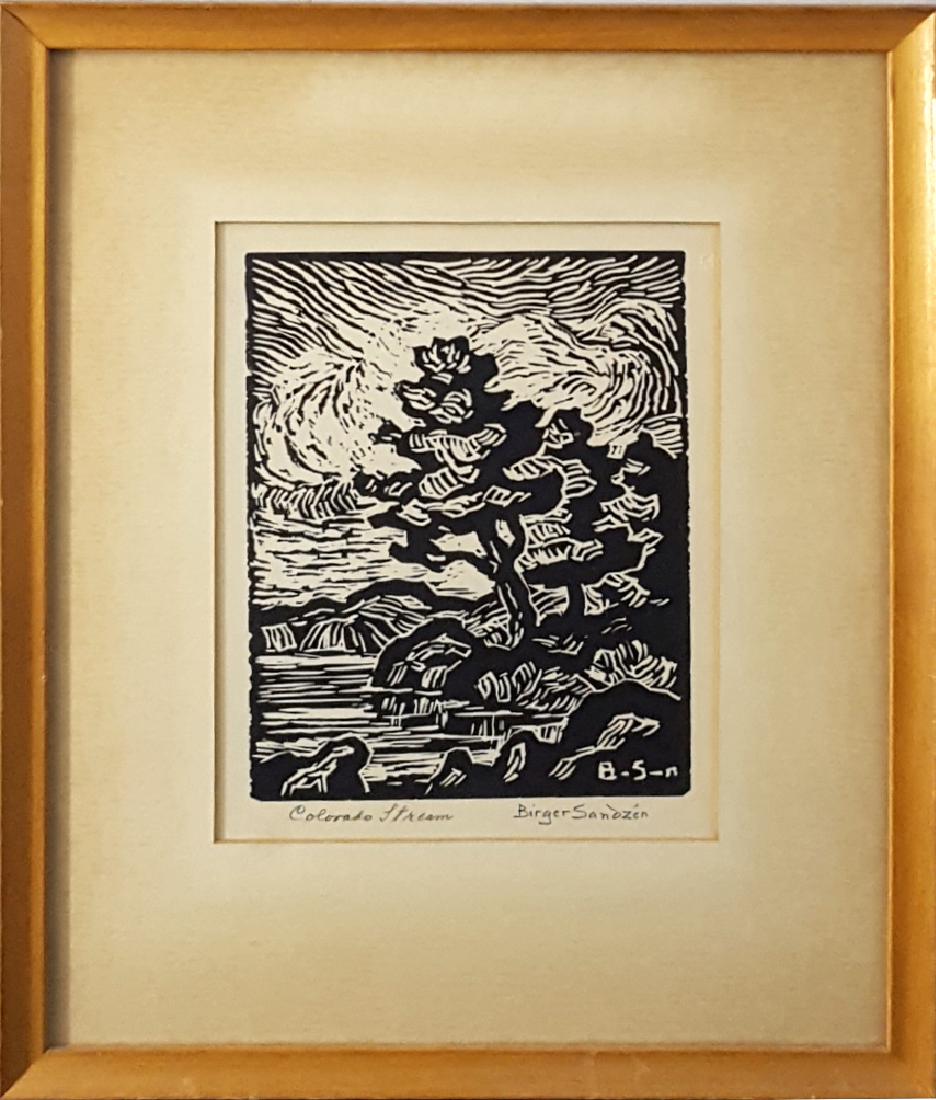 Sandzen "Colorado Stream" linoleum cut print (1 of 3)