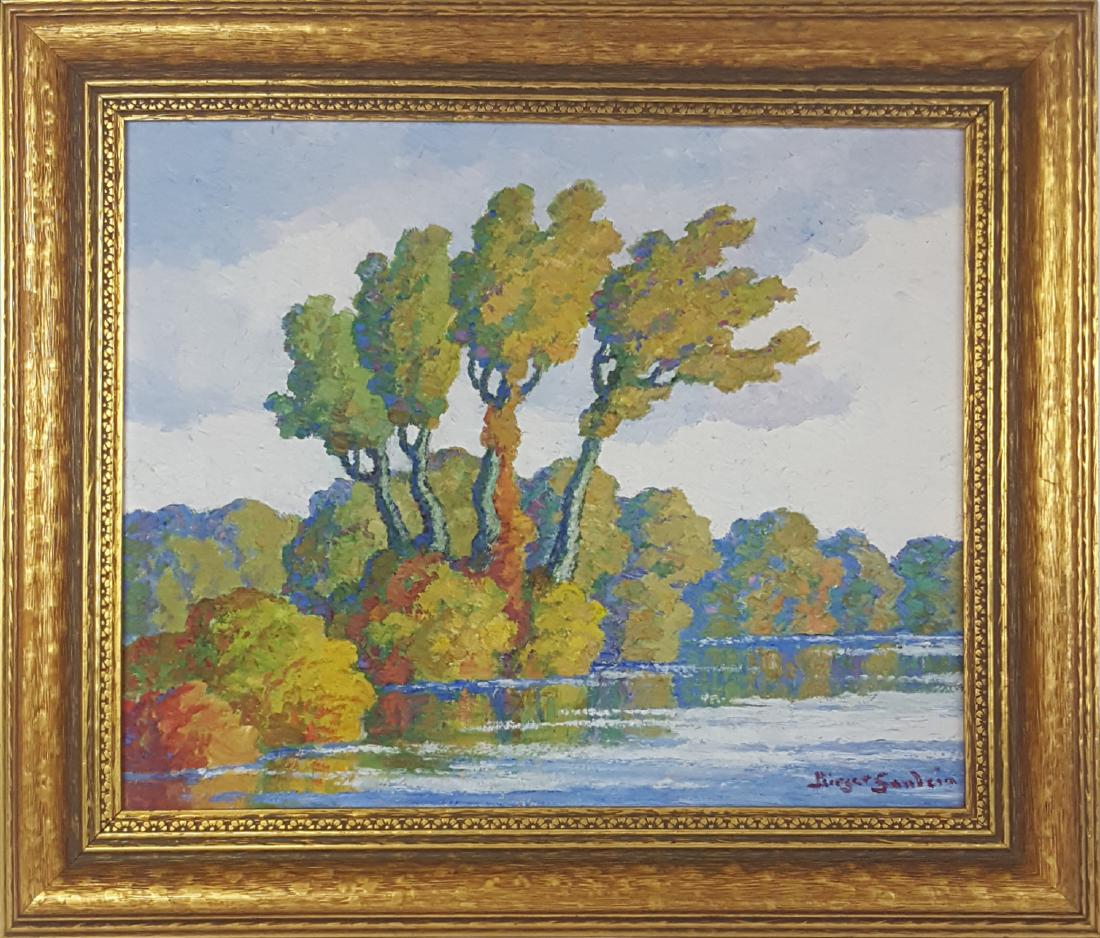 Sandzen "Autumn (Smoky River)" oil on board, 1944 (1 of 3)