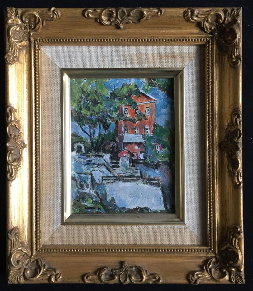 Weddle, Don - oil on board, good condition, 5x4: Oil on board by artist Don Weddle, is titled "Old Mill, Lindsborg" and is dated 1994. In good condition, the image measures 5" x 4" and is signed by the artist in the lower right. Winning bids are pac