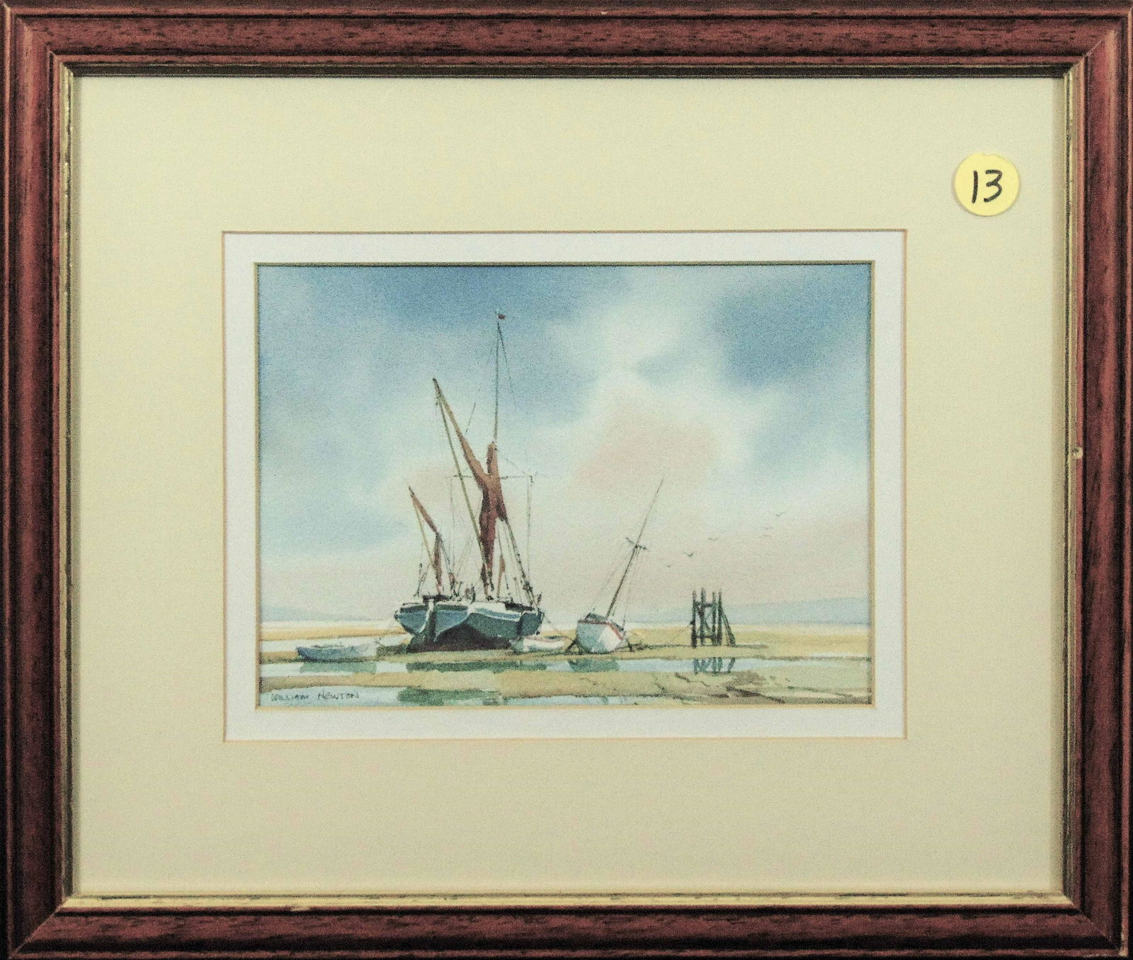 Newton, William, watercolor, 5.25x7.25, good: boats on shore, signed "William Newton" lower left