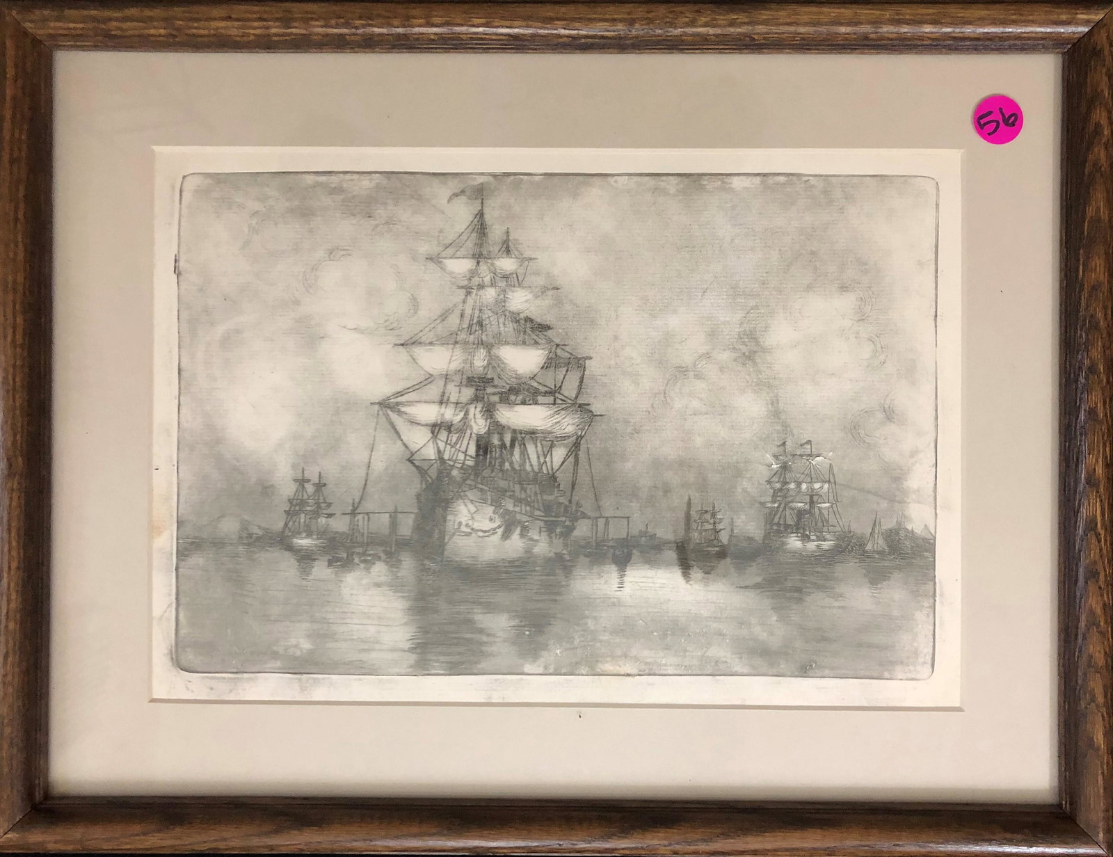 Unknown, , etching, 8x11.75, good: ships in harbour, pencil signed "Della Jean Kennedy" in lower left