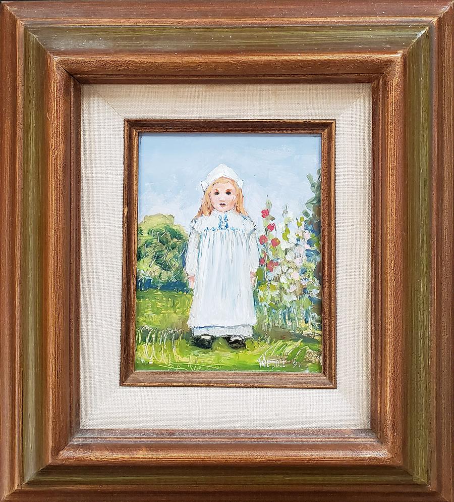 Weddle, Don - oil on board, good condition, 5x4.: "Lila Flicka" is an oil on board, signed "Weddle '91," in good condition and measures 5x4. Maurice Donald Weddle was born in Miami, Florida in 1923, but spent the majority of his youth in Lindsborg, K