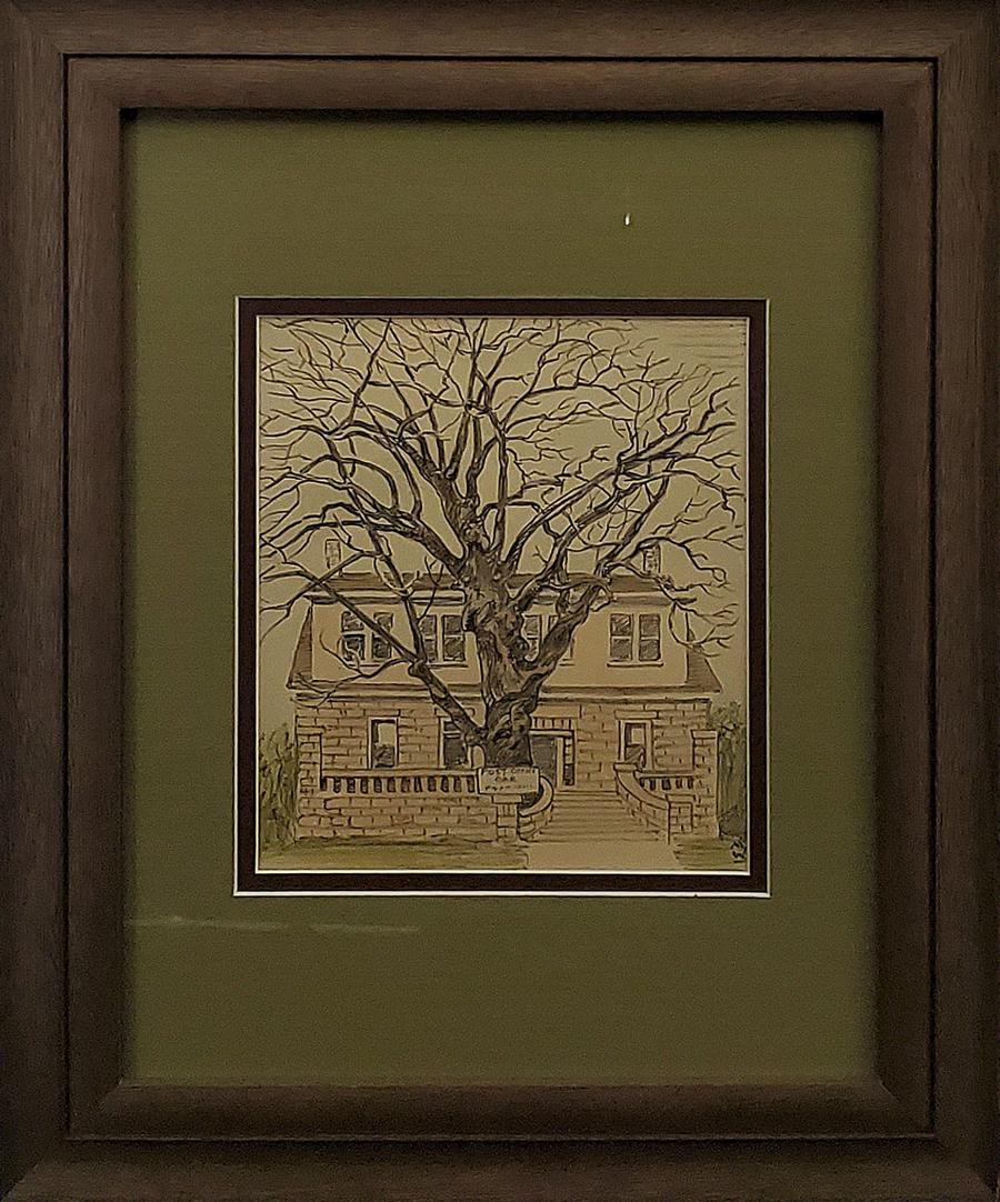 Whittemore, Margaret - watercolor/graphite, good: "Post Office Oak," signed "Margaret, Whittemore," lower right, in good condition, portion of image is under mat. Whittemore was born September 7, 1897, in Topeka, Kansas, Margaret Whittemore was the d