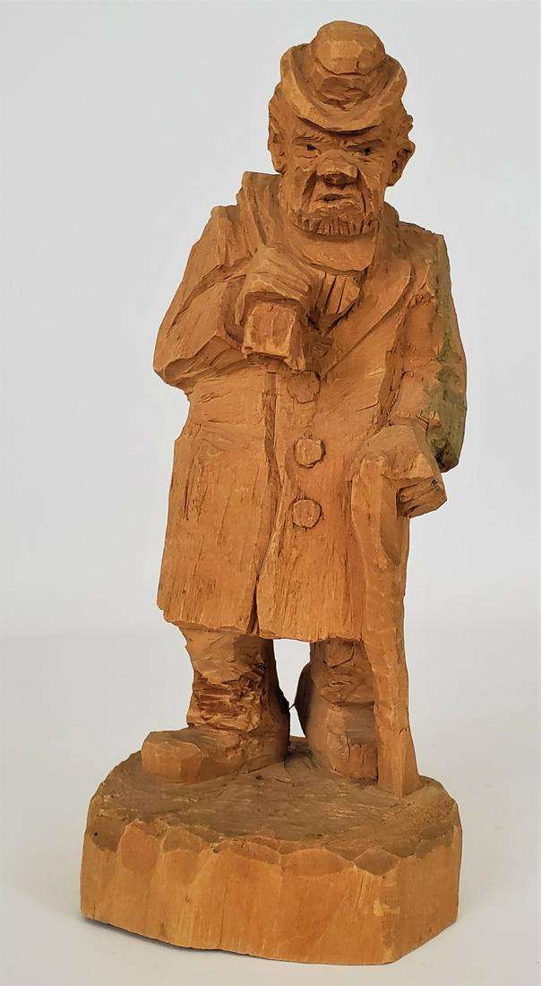 Hallsthammer, Carl - woodcarving,good condition, 11x5x5: This original woodcarving, "The Junkman" by Carl Hallsthammer, is in good condition, measuring 11x5x5."C.A.H" carved on bottom with date of 1927.