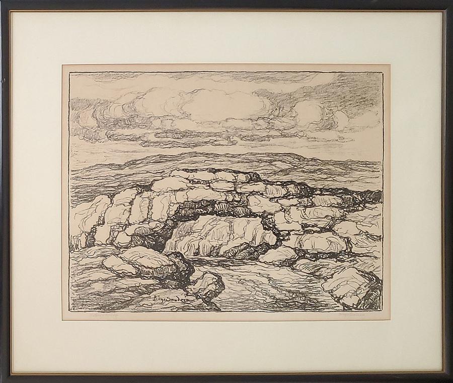 Sandzen, Birger - lithograph, good condition, with mild: "Nature's Bridge" is a 1944 lithograph, pencil signed "Birger Sandzen" in good condition, with mild over all toning measuring 14x18.25. Birger SandzÃ©n was born in Blidsberg, Sweden in 1871. He stud