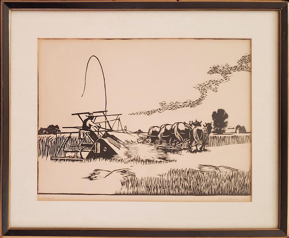 Aitchison, RT - woodcut, good condition needs new mat,: "Cutting 4" is a woodcut, in good condition, needs new mat, is pencil signed and dated lower right "RT Aitchison 1921." It measures 8x11, total dimensions are 12.25x14.74x1. 1887-1964, was a painter,