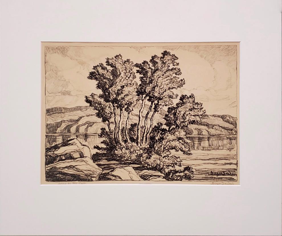 Aspens by the Lake - Sandzen, Birger: Sandzen, Birger, lithograph, signature: pencil signed lower right, good condition, "Aspens by the Lake", image dimensions:10 x 14, total dimensions:17.25 x 20.5 x .25, weight:lb
