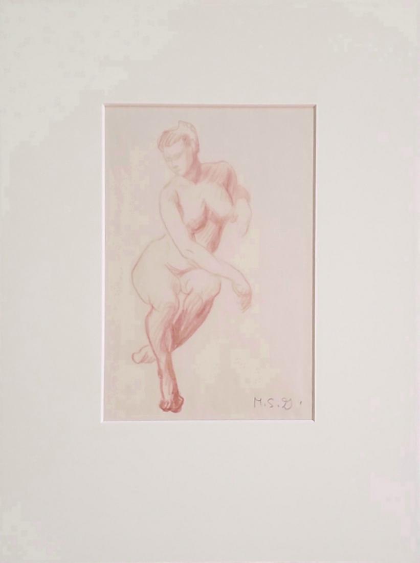 Nude - Greenough, Margaret Sandzen: Greenough, Margaret Sandzen, red Conte, signature: MSG lower right, good condition, Nude, image dimensions:11 x 8, total dimensions:16 x 12 x .25, weight:lb