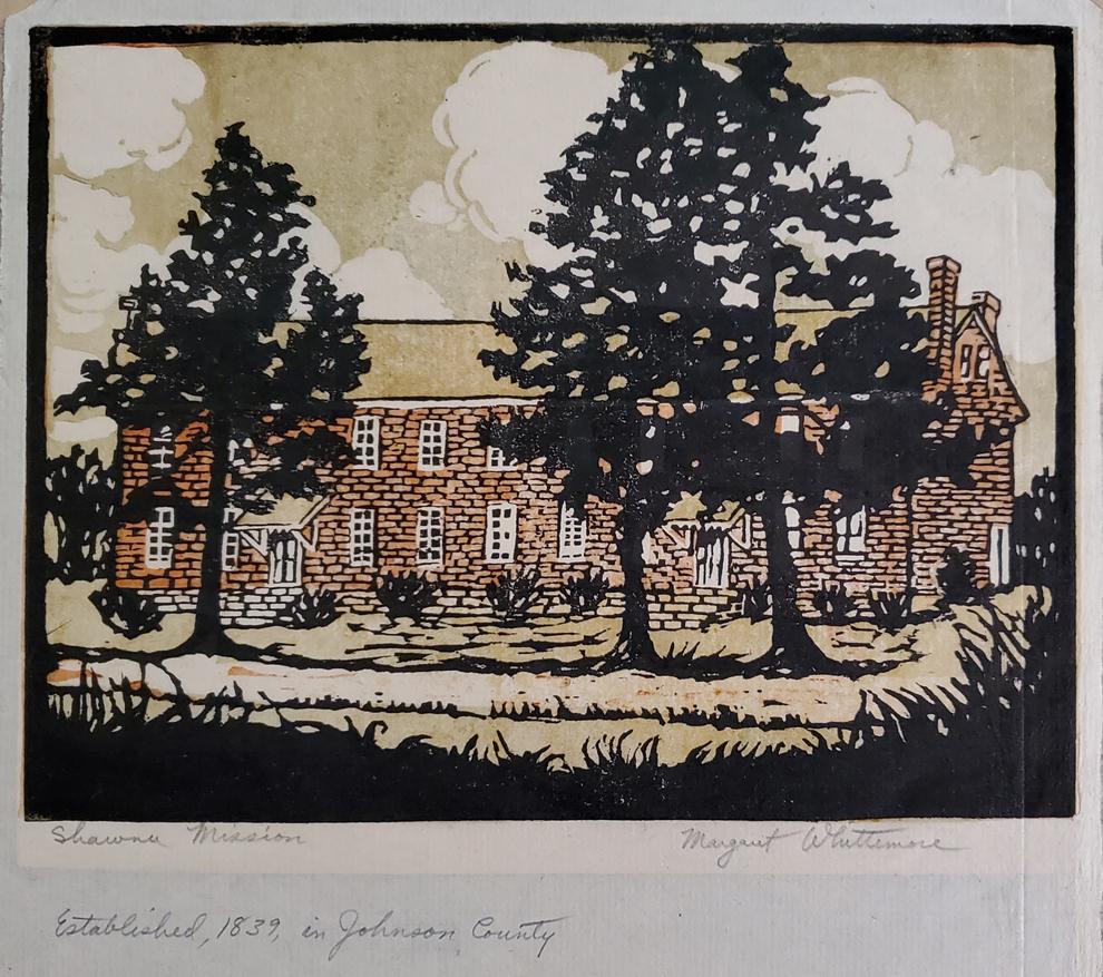 Shawnee Mission - Whittemore, Margaret: Whittemore, Margaret (1897-1983), reduction, signature: Margaret Whittimore, Shawnee Mission, image dimensions:9 x 7.25, total dimensions:, weight:lb Graphic artist, Margaret Whittemore was born into 