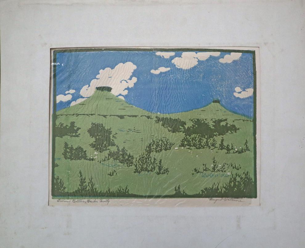 Margaret Whitemore, colored wood cut, (1 of 5)