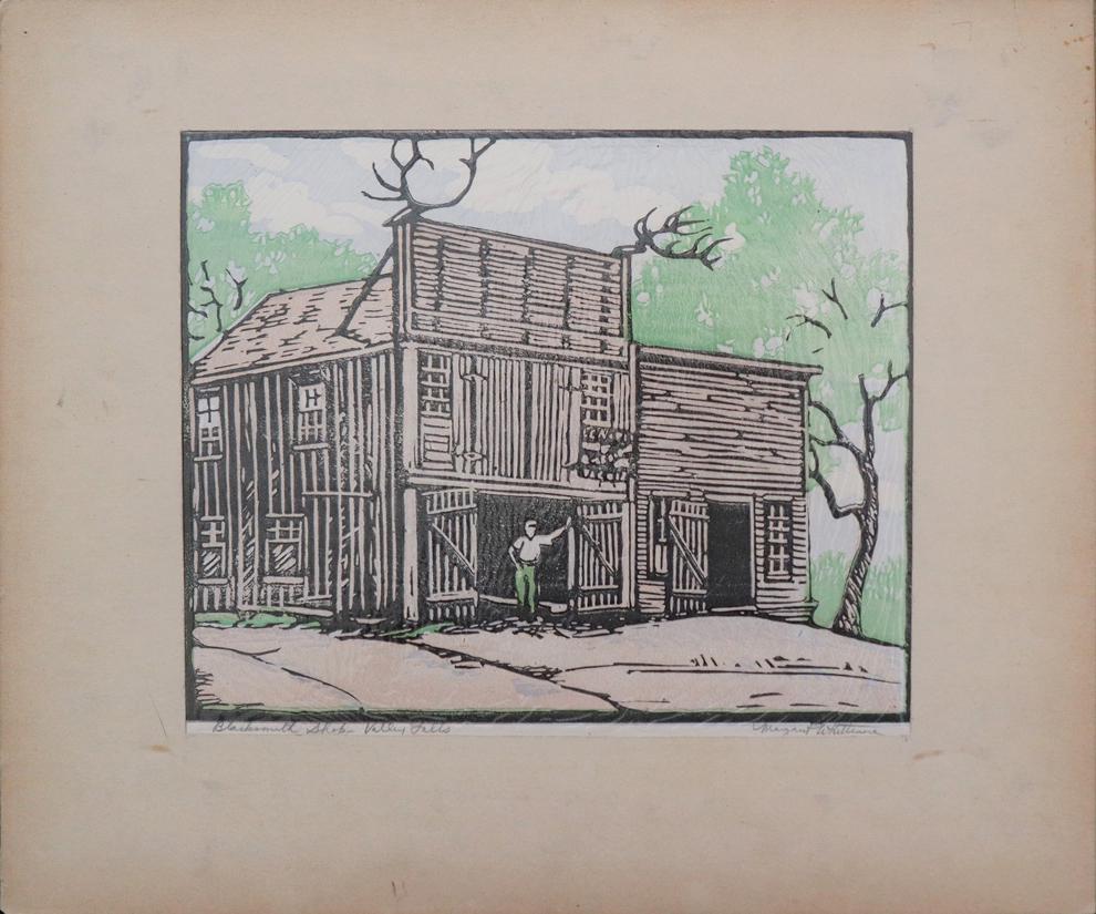 Margaret Whitemore, colored wood cut, (1 of 5)