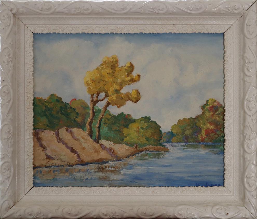 Henrietta Jones, oil on board,: Henrietta Jones, oil on board, Untitled. Sandzen influence, signed, condition: good, image size: 16x20 total dimensions: 21.5x25.5x2.25 weight in lbs: 5