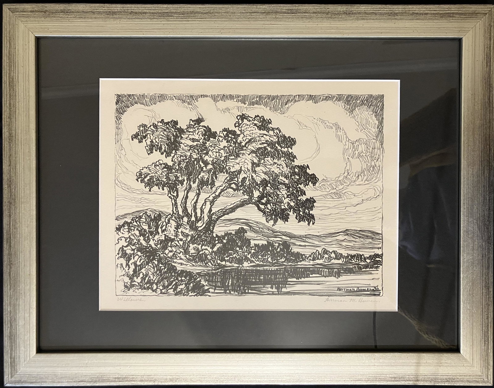 Bowen, Herrman M. (1907-1981) "Willows" 1930 lithograph (1 of 3)