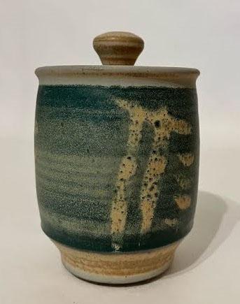 Klocke, Tom (1949-2022) stoneware, green lidded jar (1 of 5)