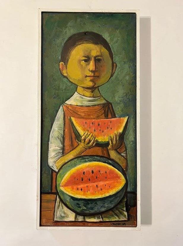 Raymer, Lester (1907-1997) oil on board, Boy With Watermelon. 1964 (1 of 5)