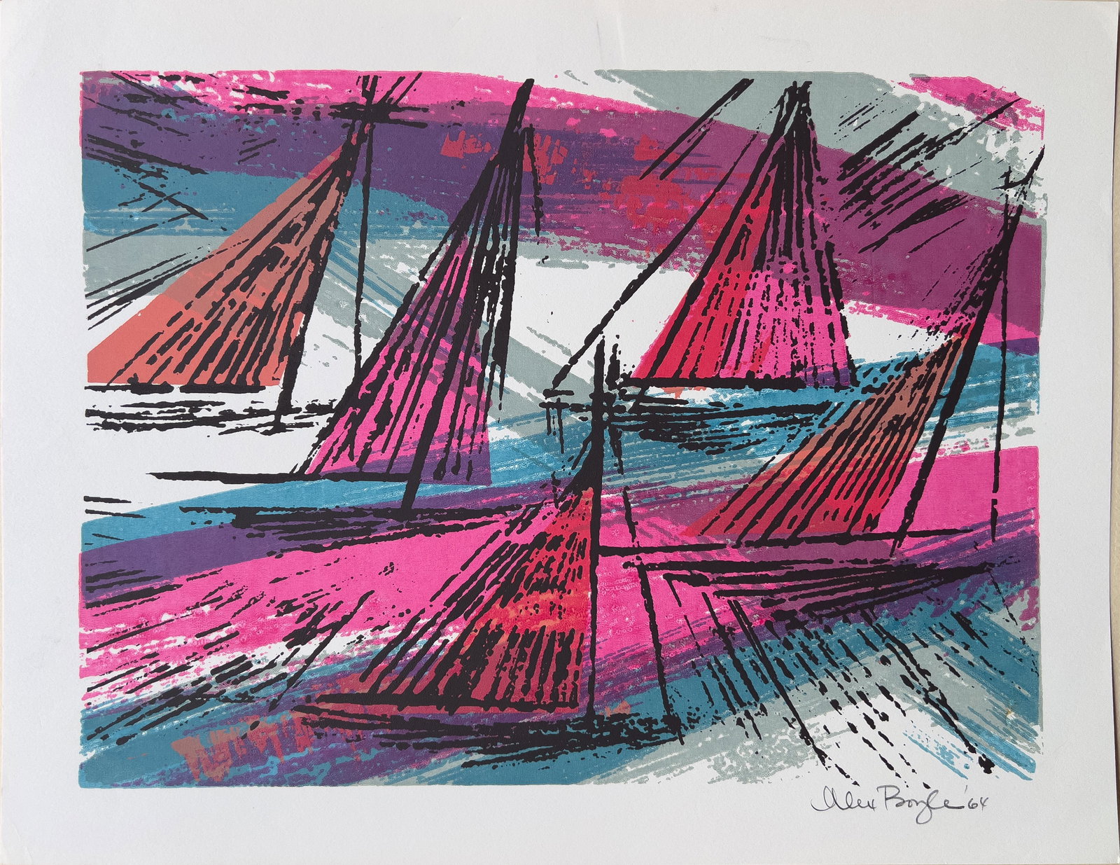 Boyle, Alex (1926-2006) untitled sailboats, 1964, screen print (1 of 1)