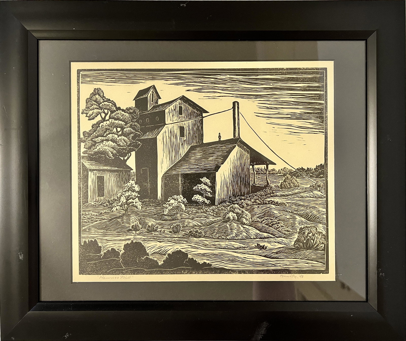 Annette, Ina (1901-1990) "Pawnee Mill", linoleum print pencil signed in lower right, image size is 8 (1 of 4)