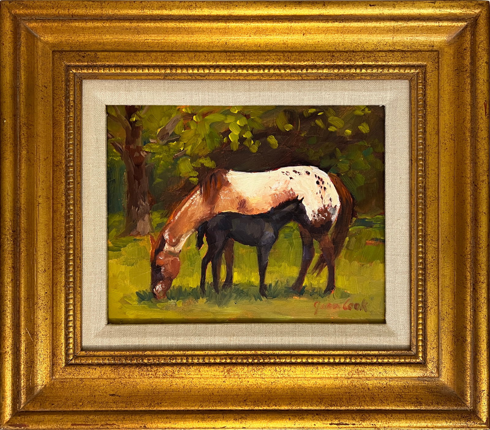 Cook, Jean, oil on board, "Pokey with Foal (1 of 4)
