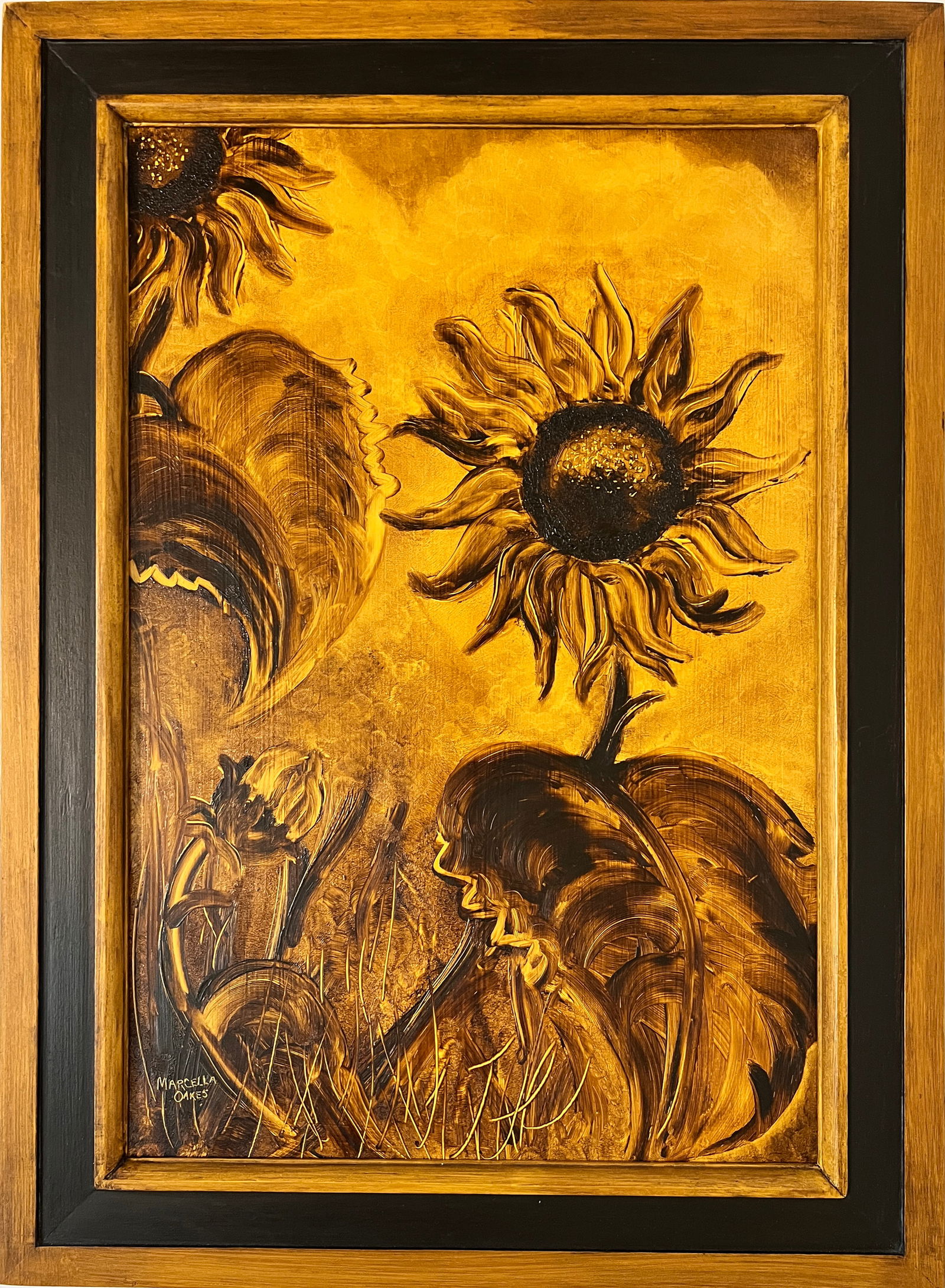 Oakes, Marcella (1921-2007) oil on board, untitled sunflowers (1 of 4)