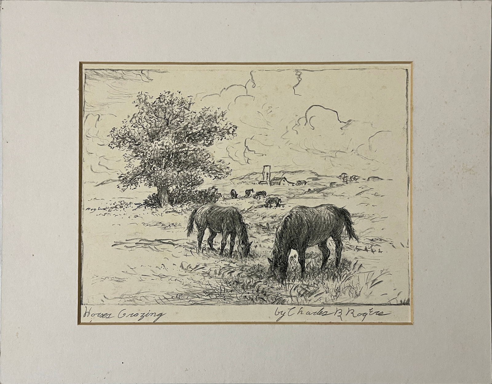 Rogers, Charles (1911-1987) lithograph, "Horses Grazing" (1 of 4)