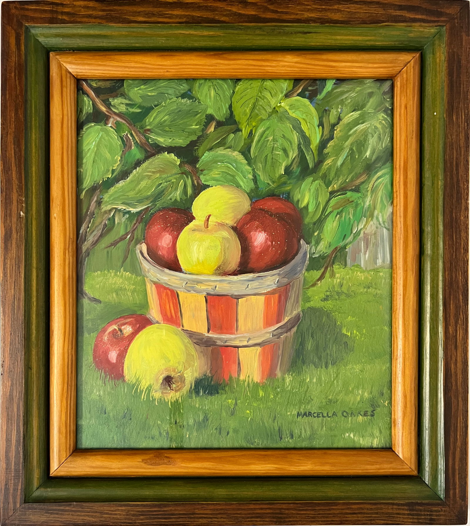 Oakes, Marcella (1921-2007) watercolor, untitled basket of apples (1 of 4)