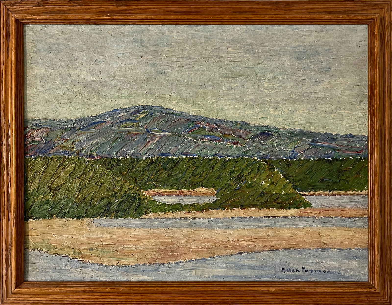 Pearson, Anton (1892-1967) oil on canvas, untitled river and hills (1 of 4)