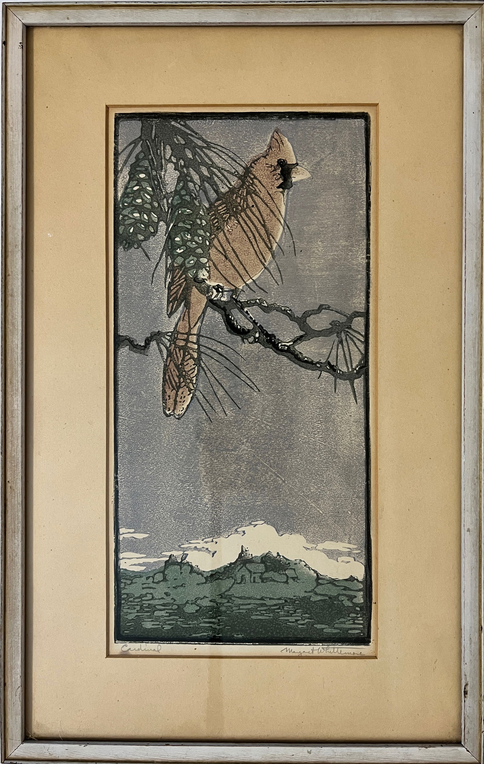 Whittemore, Margaret (1897-1983) color block print, "Cardinal" (1 of 5)