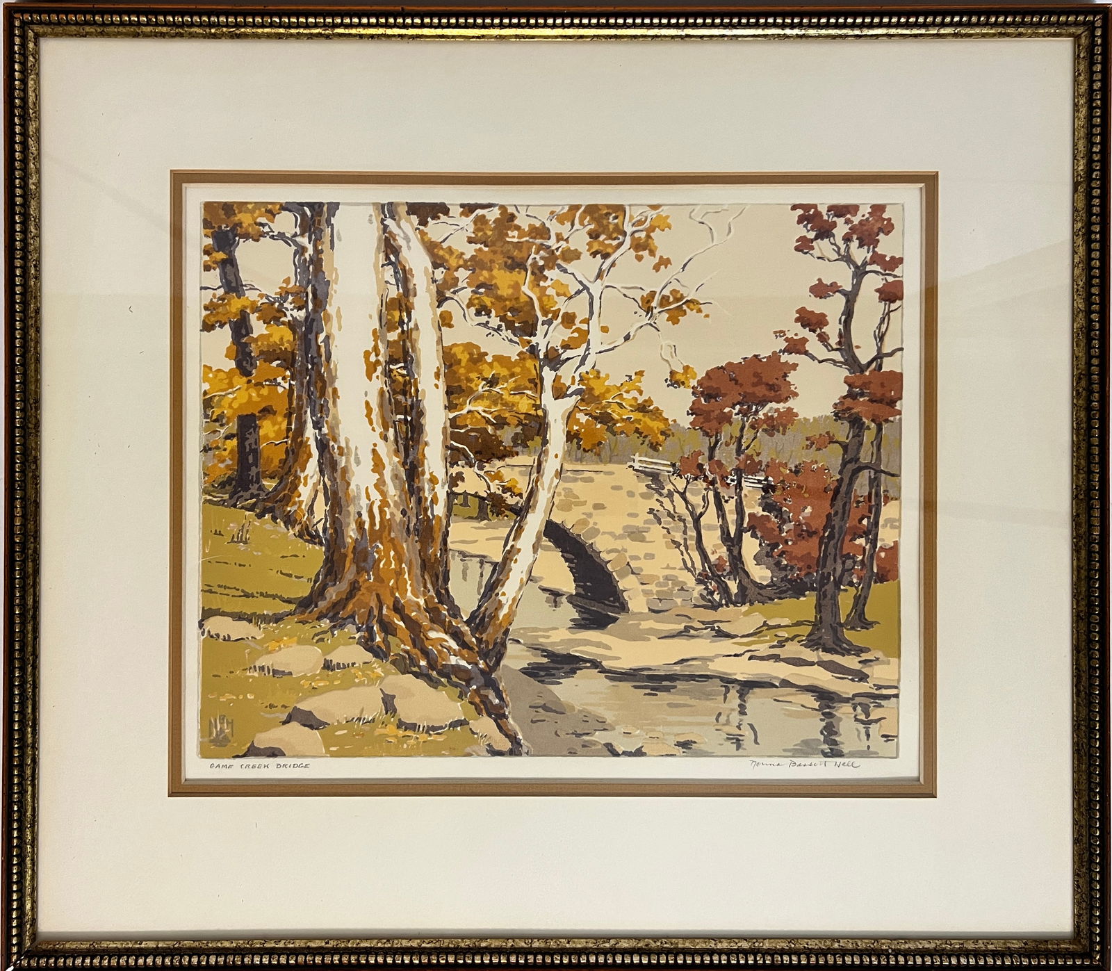 Bassett Hall, Norma (1888-1957) serigraph (silk screen) "Game Creek Bridge" (1 of 5)
