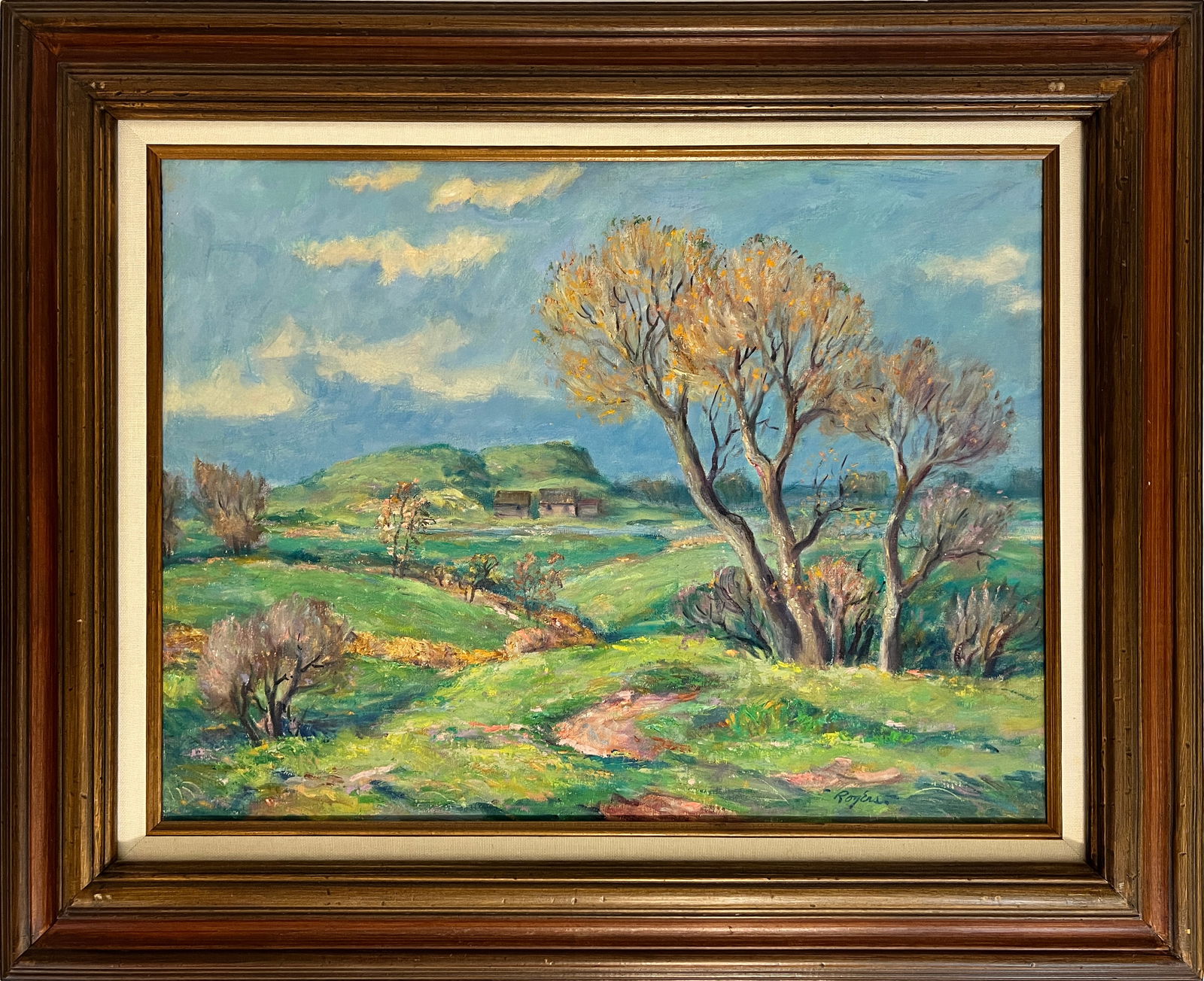 Rogers, Charles (1911-1987) untitled trees with farm, oil on canvas board (1 of 4)