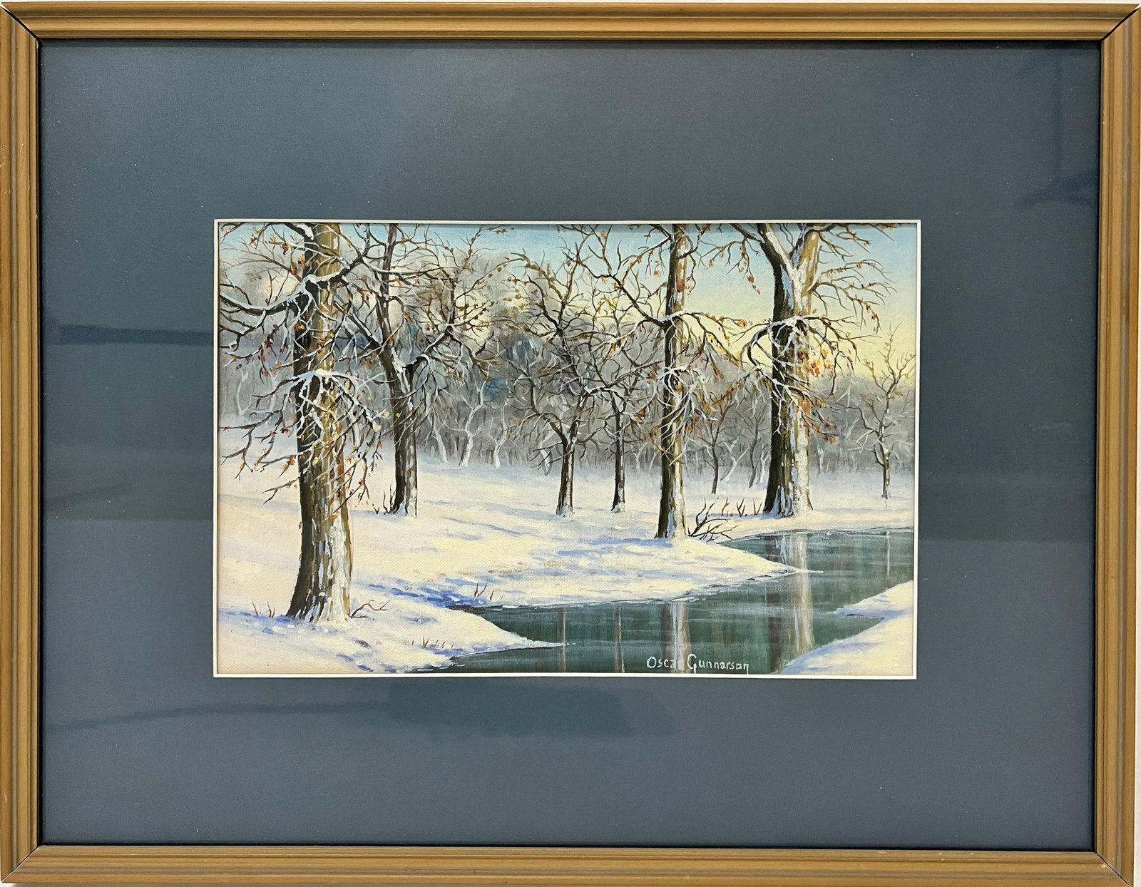 Gunnerson, Oscar (1884-1962) untitled winter trees with creek, oil on canvas board (1 of 4)