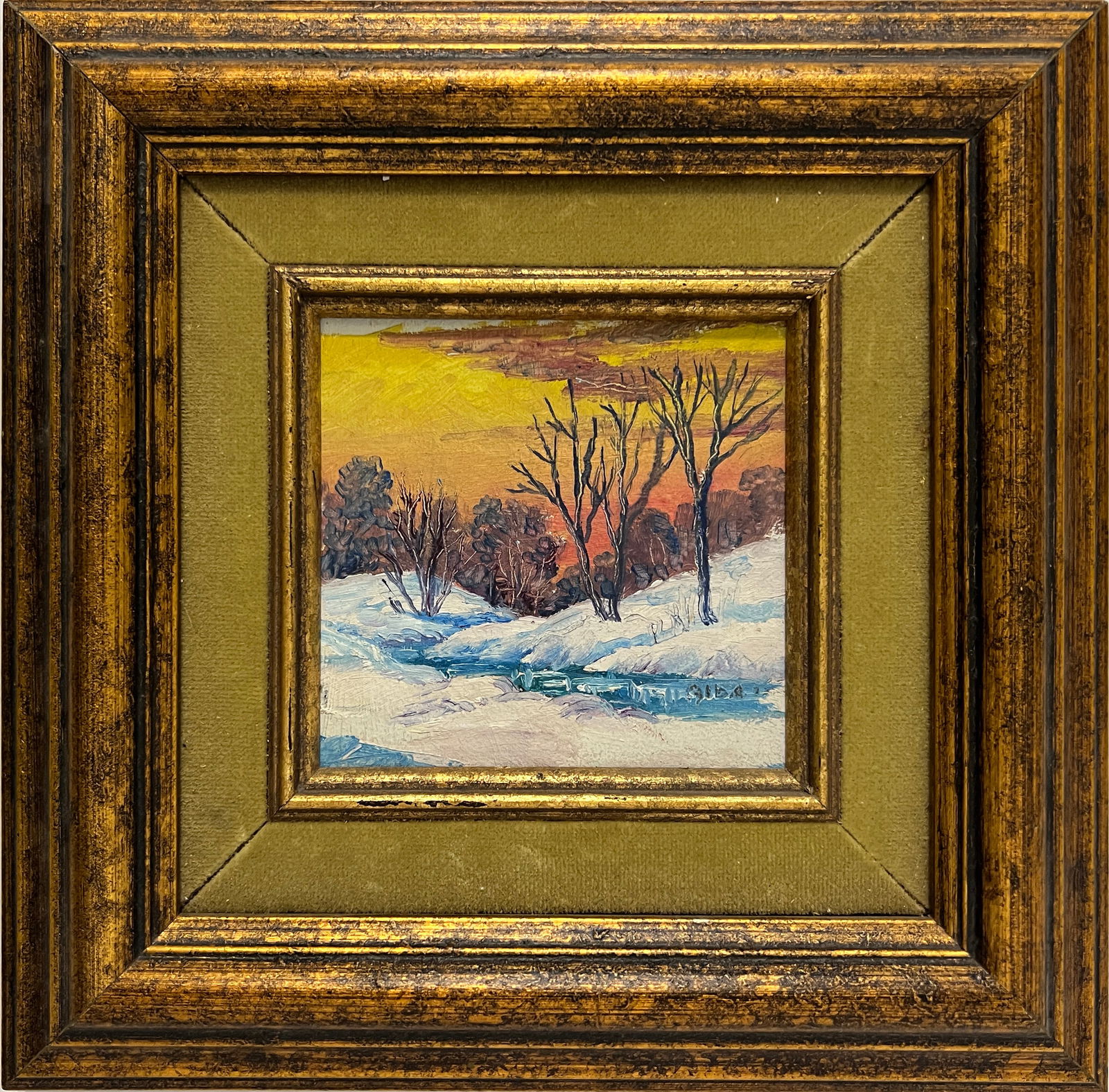 Malm, Alba (1897-1986) untitled winter sunset, oil (1 of 4)