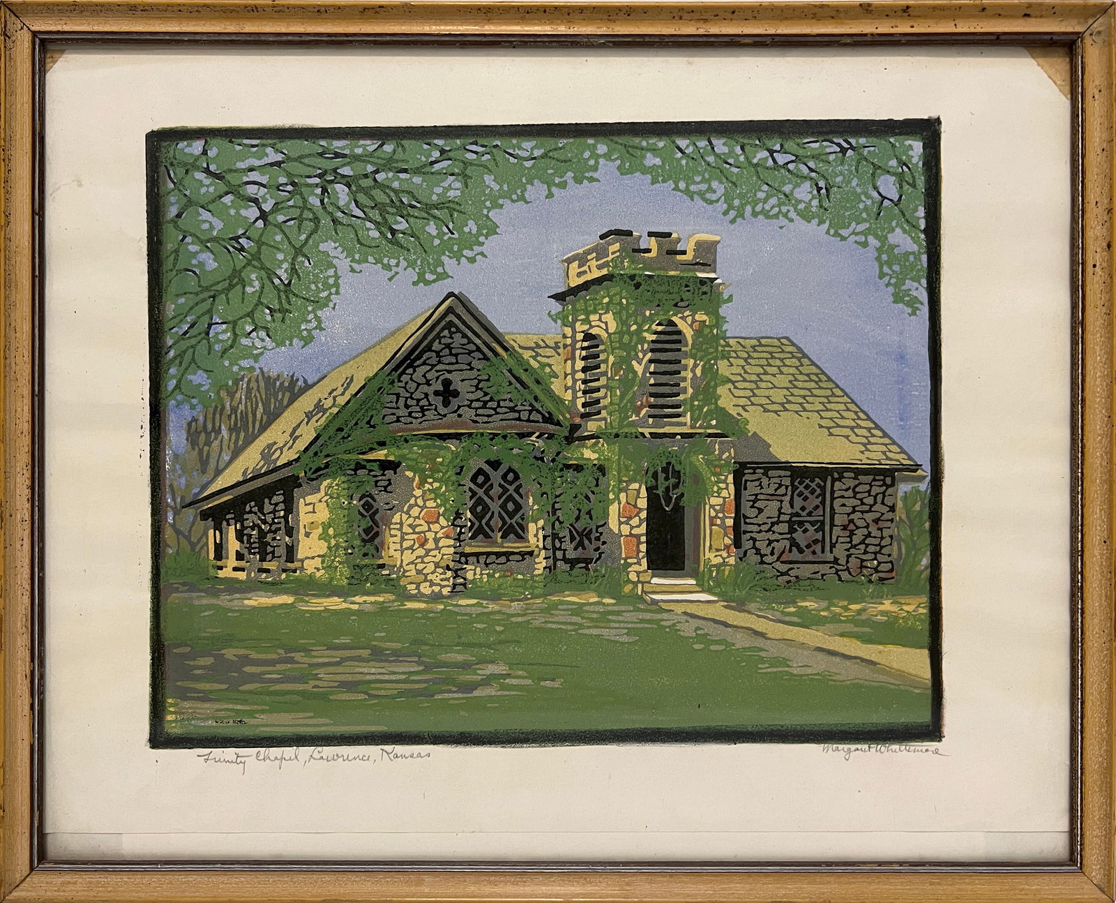 Whittemore, Margaret (1897-1983) "Trinity Chapel, Lawrence, Kansas" color block print (1 of 6)