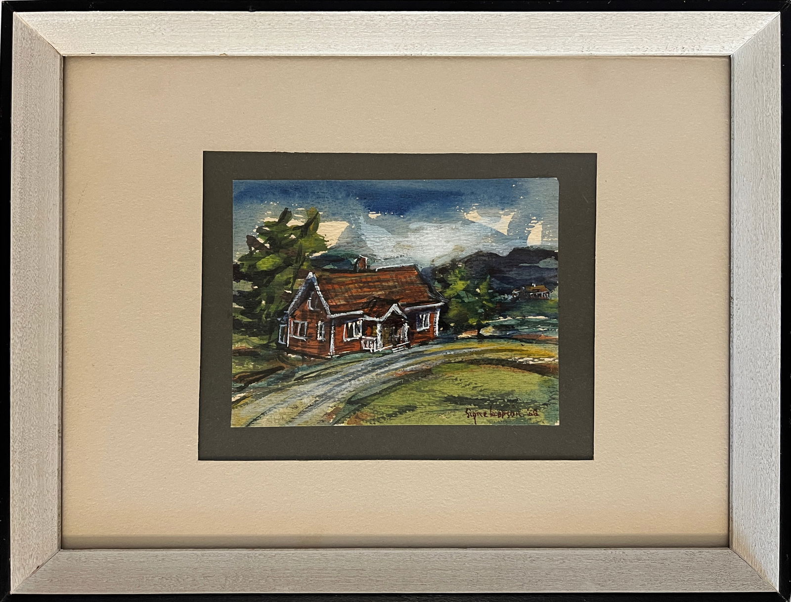 Larson, Signe (1908-1993) untitled Swedish cabin, 1968 watercolor (1 of 10)