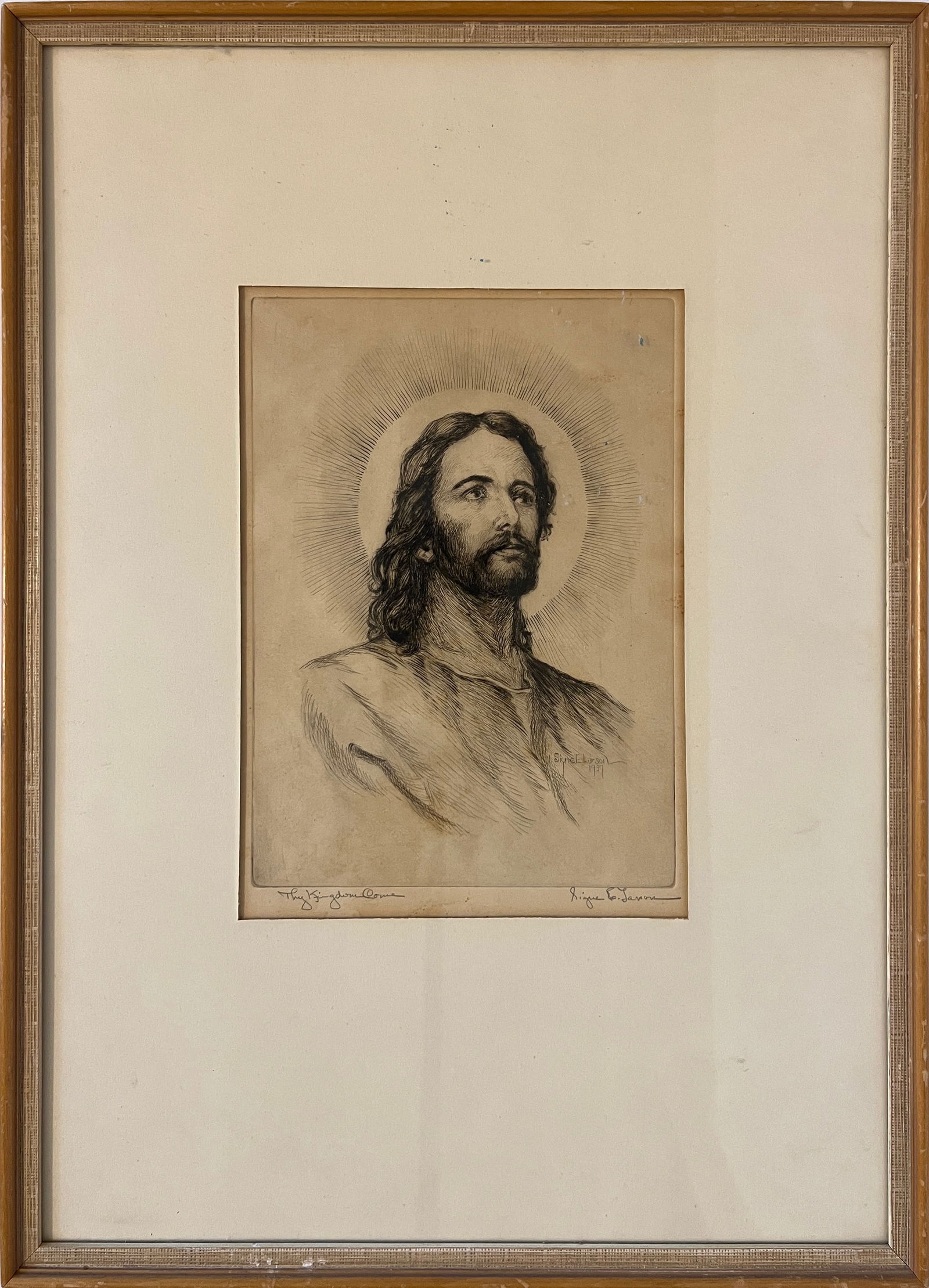 Larson, Signe (1908-1993) "Thy Kingdom Come" 1977 etching (1 of 5)