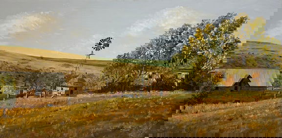 Carlson, Lillian (1910-2003) 1979 "Cow" oil on canvas