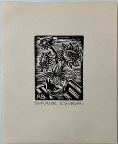 Bergen Richard (1925-2020 "Sunflower" linoleum print