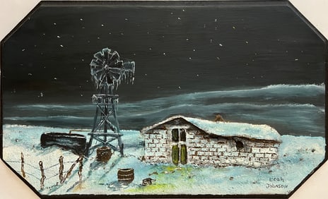 Johnson, Leah (1918-2010) "The Old Soddy" night-time, 1975 mixed media