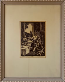 Larson, Signe (1908-1993) "At the Home of Mary and Martha, wood block