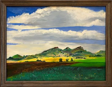 Becker, Lee, untitled Kansas landscape, oil on board