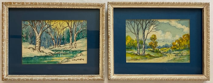 Malm, Alba (1897-1986) 2 untitled landscape watercolors