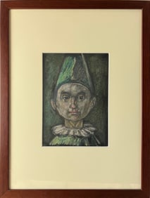 Raymer, Lester (1907-1991) clown head, crayon resist