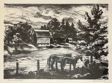 Larson, Signe (1908-1993) "Farm in Wisconson" lithograph